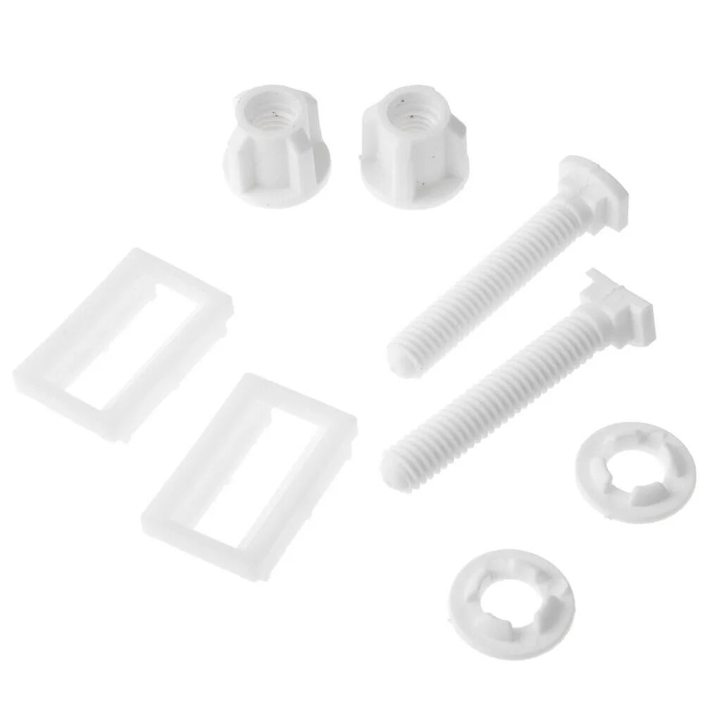 Toilet Seat White Hinges Full Bolts Screws Bathroom Repair Kits Tools