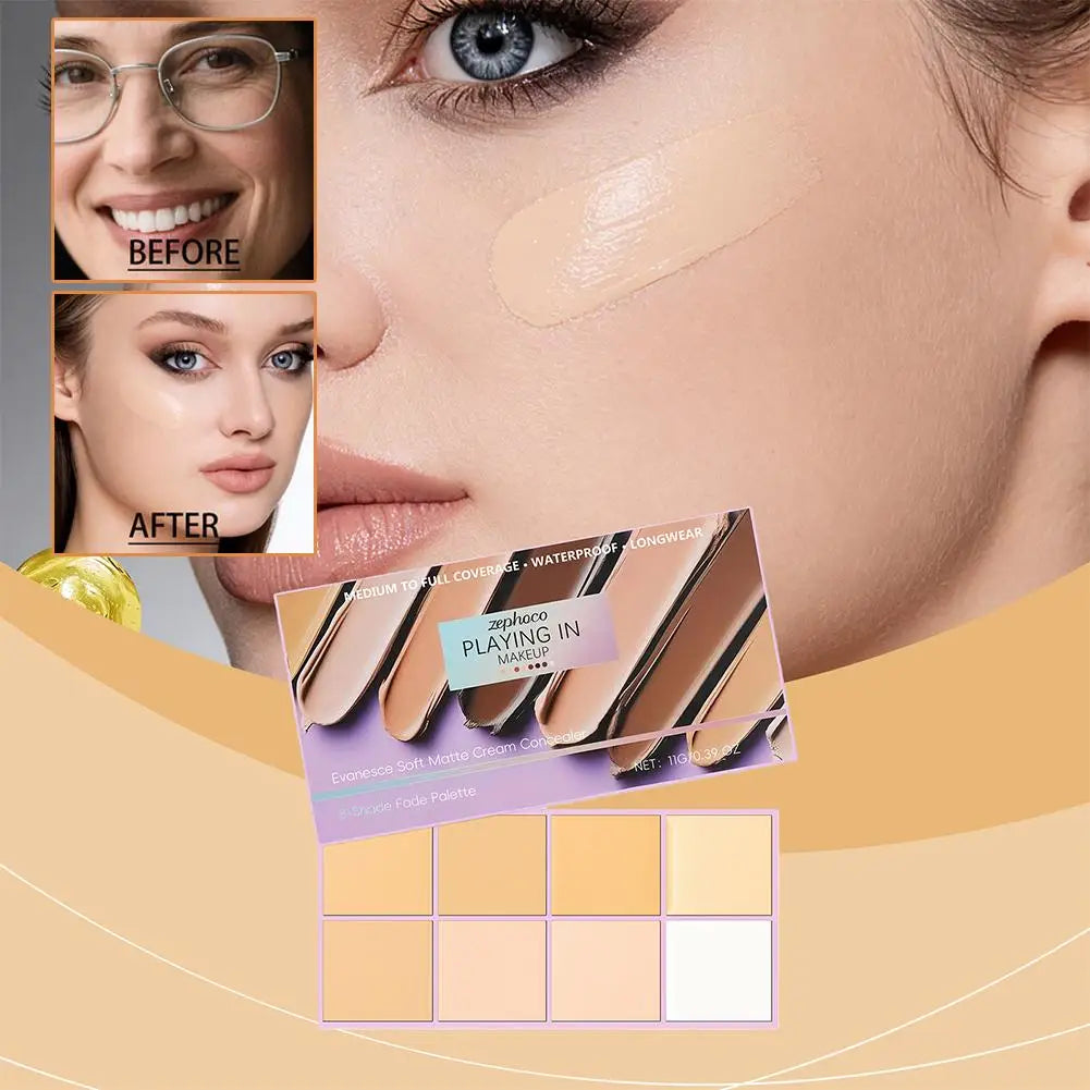 BIOAOUA 8-Color Concealer Contour Palette – Waterproof & Full Cover