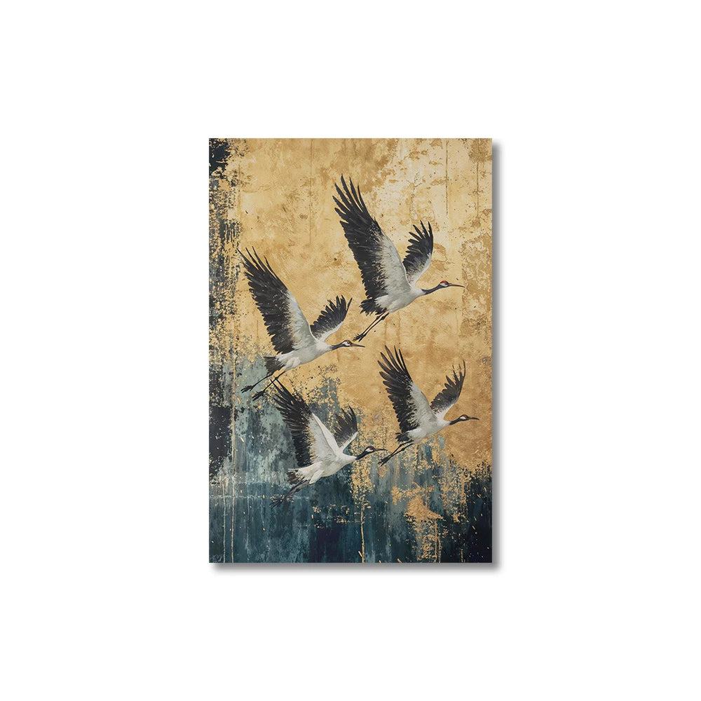 Sage Green Gold Japandi Art Print Flying Birds Wall Art Abstract Sun Art Living Room Decor Japanese Wall Art Bedroom Decor Gift Peaceful Pleasures Health and Wellness