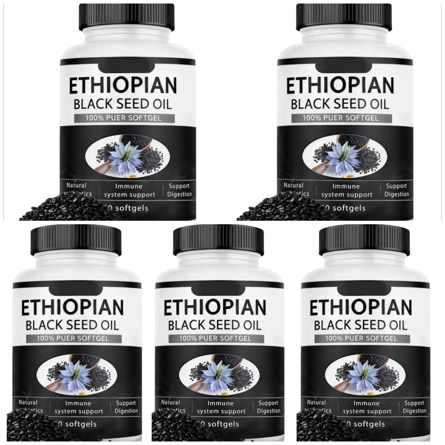 Black Seed Oil 800mg Capsules | 100% Ethiopian Pure | 60 Softgels