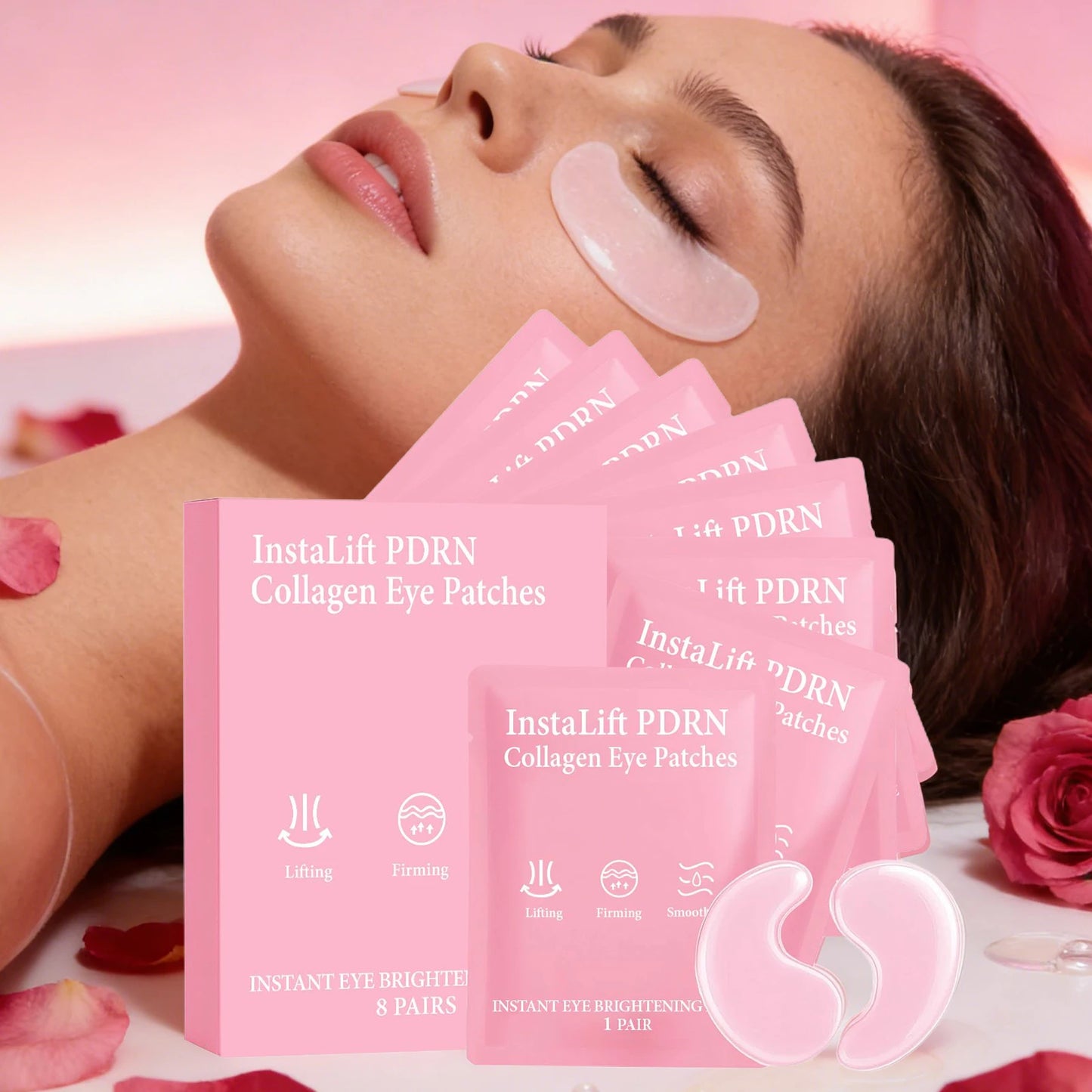 Pdrn Collagen Eye Mask Anti-Puffiness Tightening Eye Patches Fade Eye Fine Lines Remove Dark Circle Firming Lifting Skin Care Peaceful Pleasures Health and Wellness