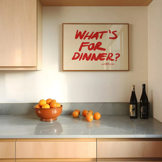 "What's for Dinner?" Whimsical Red Canvas Wall Art Print Canvas Wall Art Peaceful Pleasures Health and Wellness