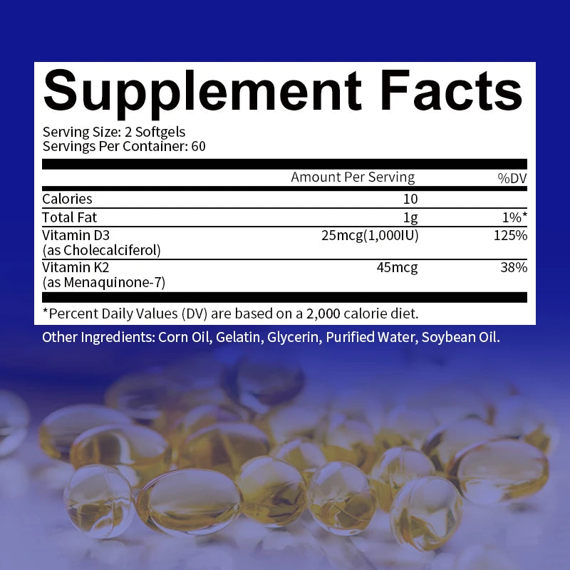 Vitamin D3 K2 Capsules – Bone, Heart & Immune Support Peaceful Pleasures Health and Wellness