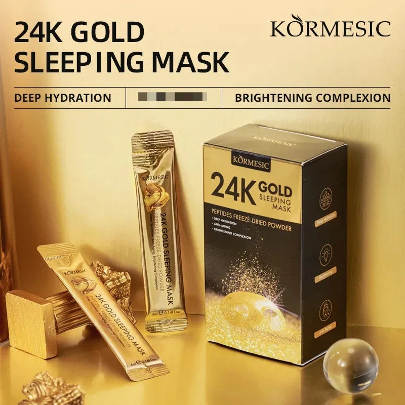 24K Gold Sleep Facial Mask – Hydration & Brightening 20pk