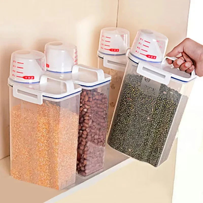 Sealed Rice & Grain Storage Bucket with Measuring Cup – 2KG