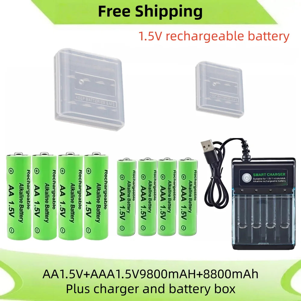 Yuform 1.5V AA & AAA Rechargeable Batteries + USB Charger
