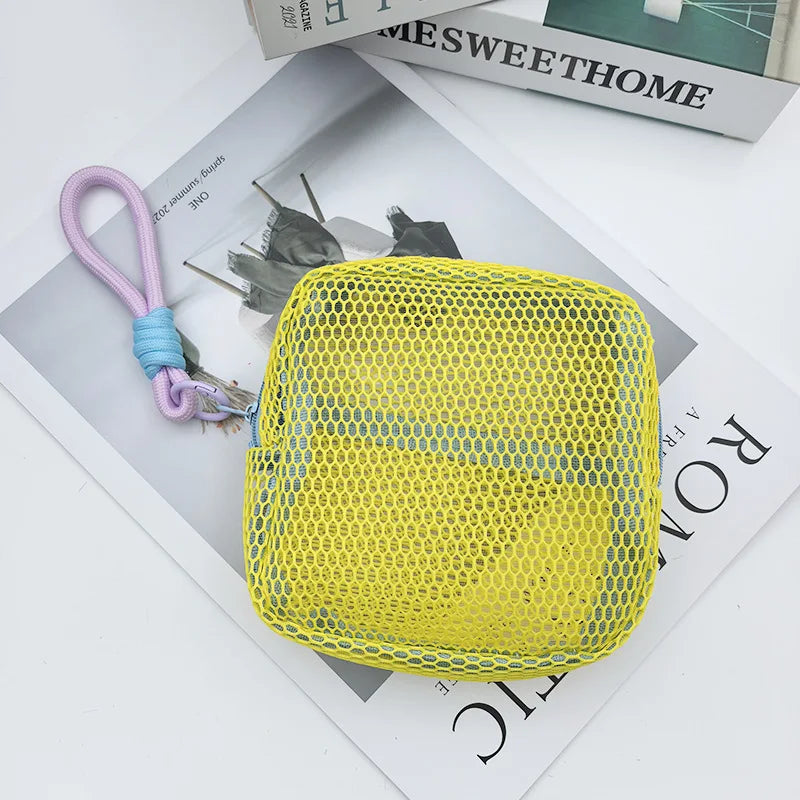 Colorful Net Fabric Makeup Bag & Mini Wallet | Tofu Bag