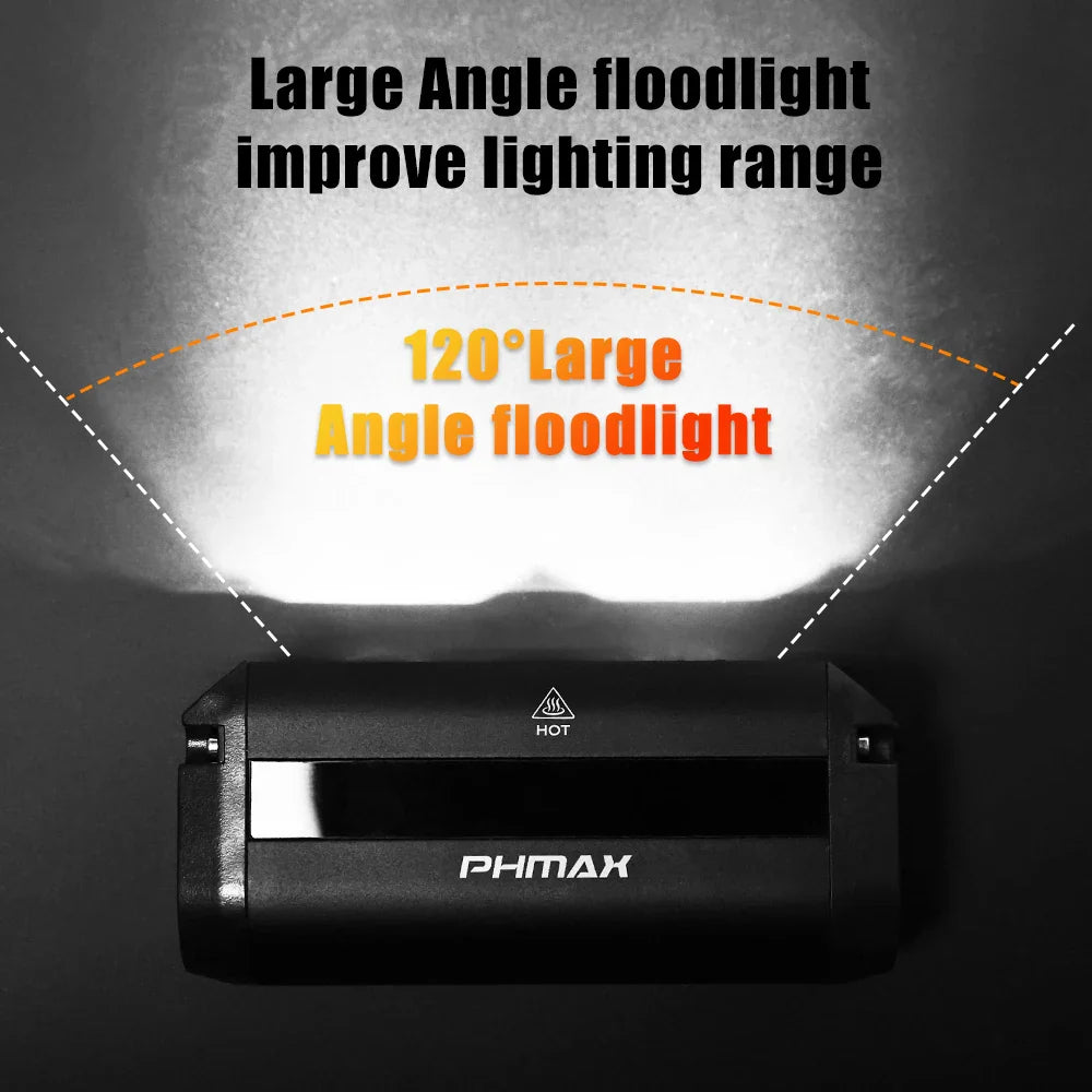 PHMAX 1000 Lumen Bike Front Light USB-C Rechargeable 2000mAh