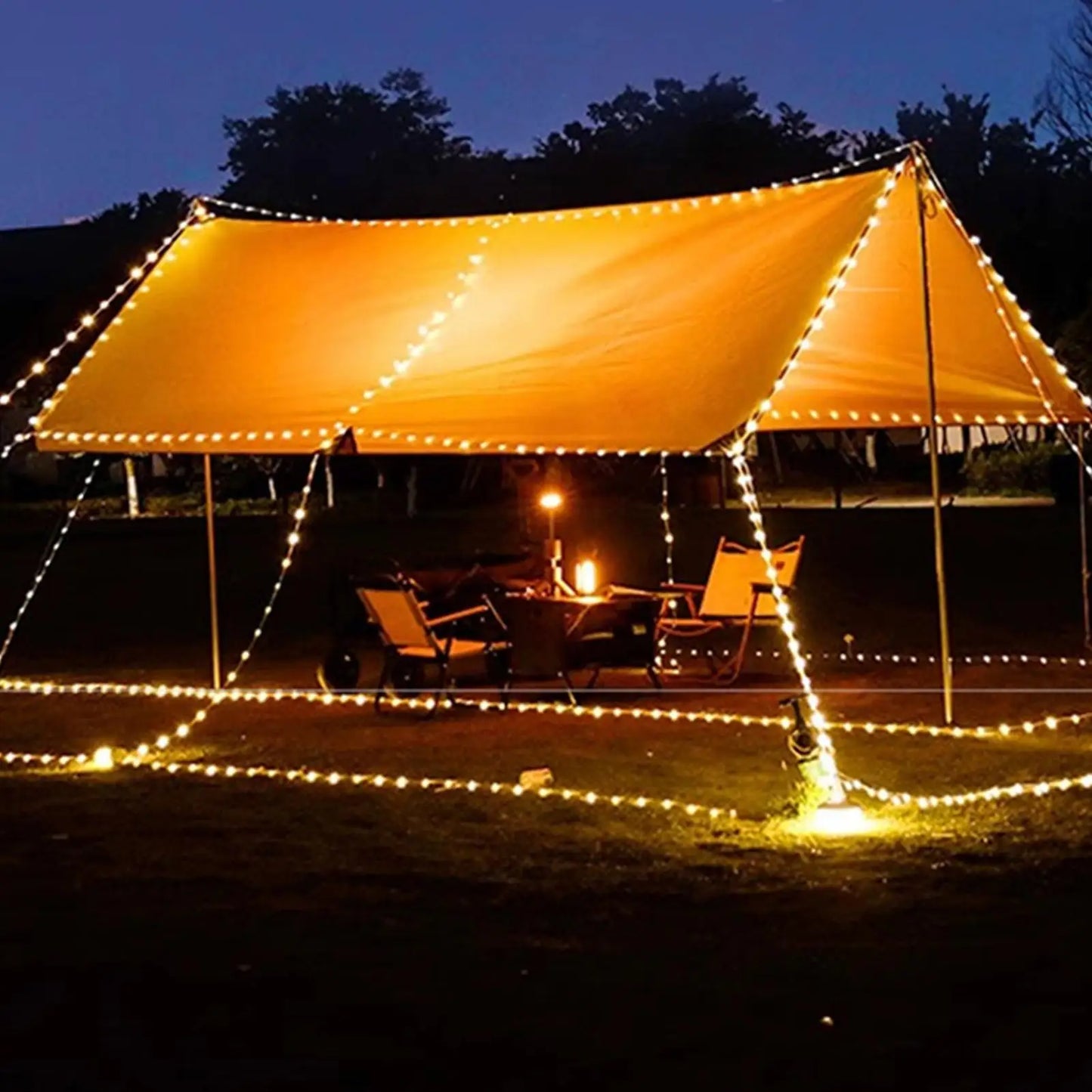 Retractable Camping String Lights 65.62FT USB Rechargeable LED