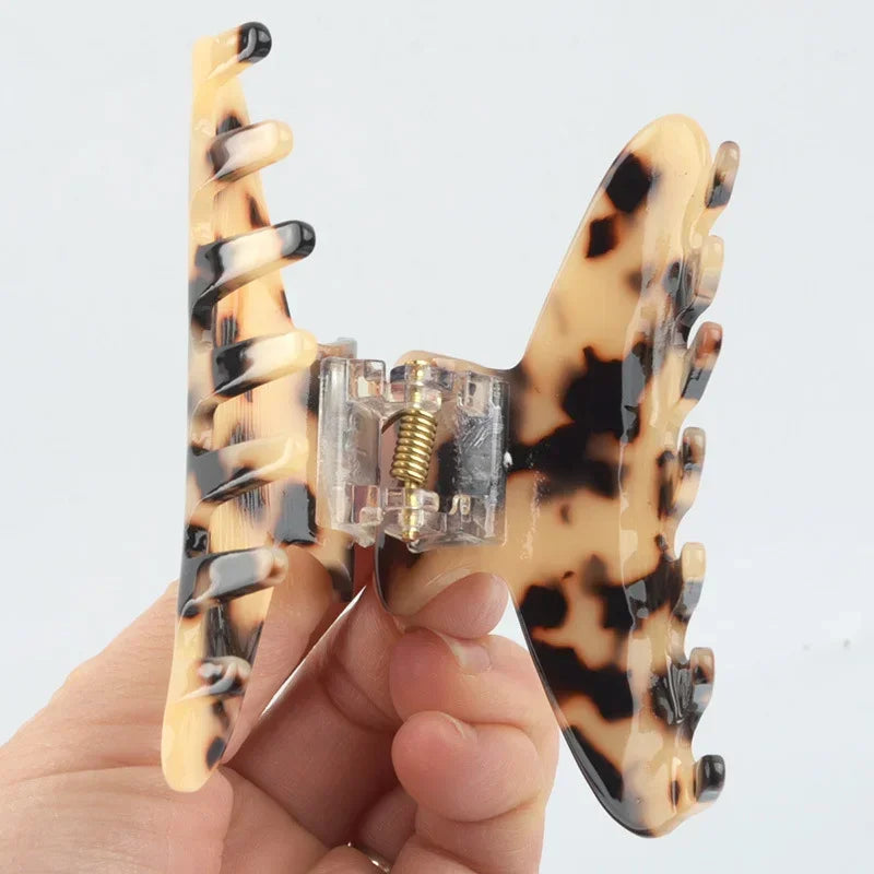 Fashion Acetate Leopard Print Hair Claws Geometric Crab Shape Clamp Styling Hair Clips for Women Girls Hairpin Hair Accessories Peaceful Pleasures Health and Wellness