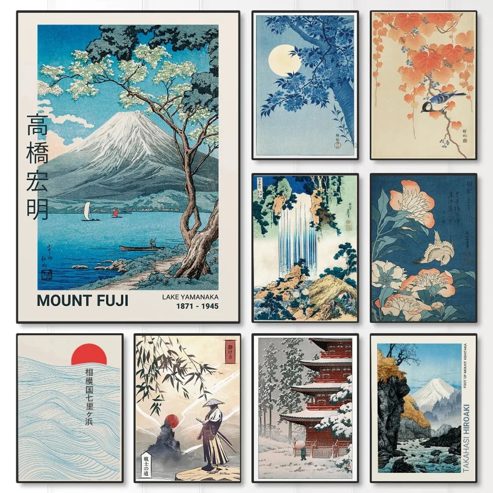 Japanese Mount Fuji Cherry Blossom Canvas Wall Art Poster Canvas Wall Art Peaceful Pleasures Health and Wellness