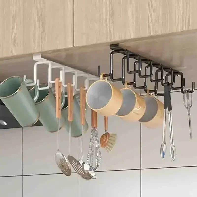 Hot Hole-free Kitchen Hook Rack, Iron Double-row Hook Hanging Rod, Kitchen Utensil Rack, Spoon and Shovel Rack, Wall Hanging Peaceful Pleasures Health and Wellness
