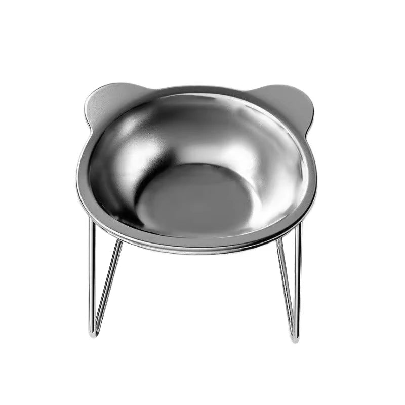 15° Tilted Elevated Raised Cat Bowls 304 Stainless Steel Neck Guard Shatter-resistant Cat Food Bowl Pet Supplies for Puppy Cat Peaceful Pleasures Health and Wellness