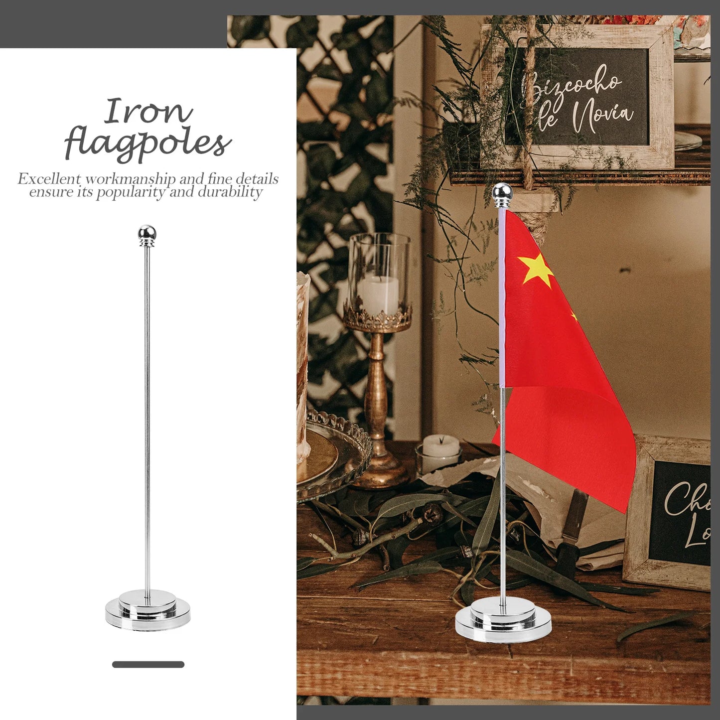 Metal Flag Display Holder Flag Rod Flag Pedestal Table Runner Fixed Base Home Desktop Balcony Garden Flagpole Pedestal Peaceful Pleasures Health and Wellness