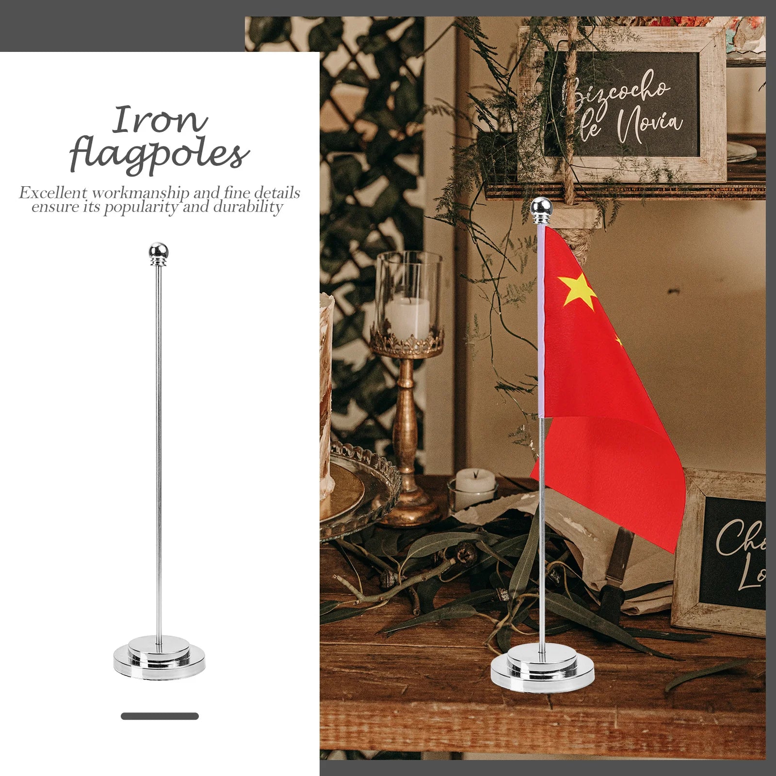 Metal Flag Display Holder Flag Rod Flag Pedestal Table Runner Fixed Base Home Desktop Balcony Garden Flagpole Pedestal Peaceful Pleasures Health and Wellness