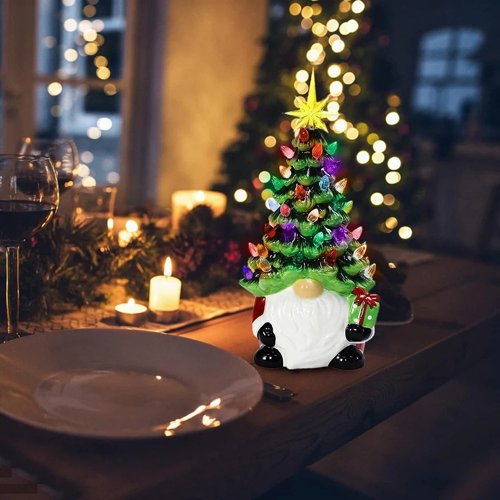 LED Lighted Christmas Gnome Resin Tabletop Decoration