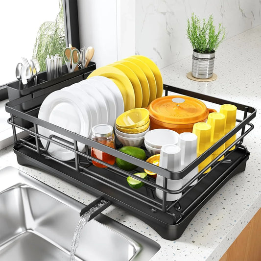 Large Dish Drying Rack with Drainboard & Utensil Holder Dish Drying Rack Oasis Select