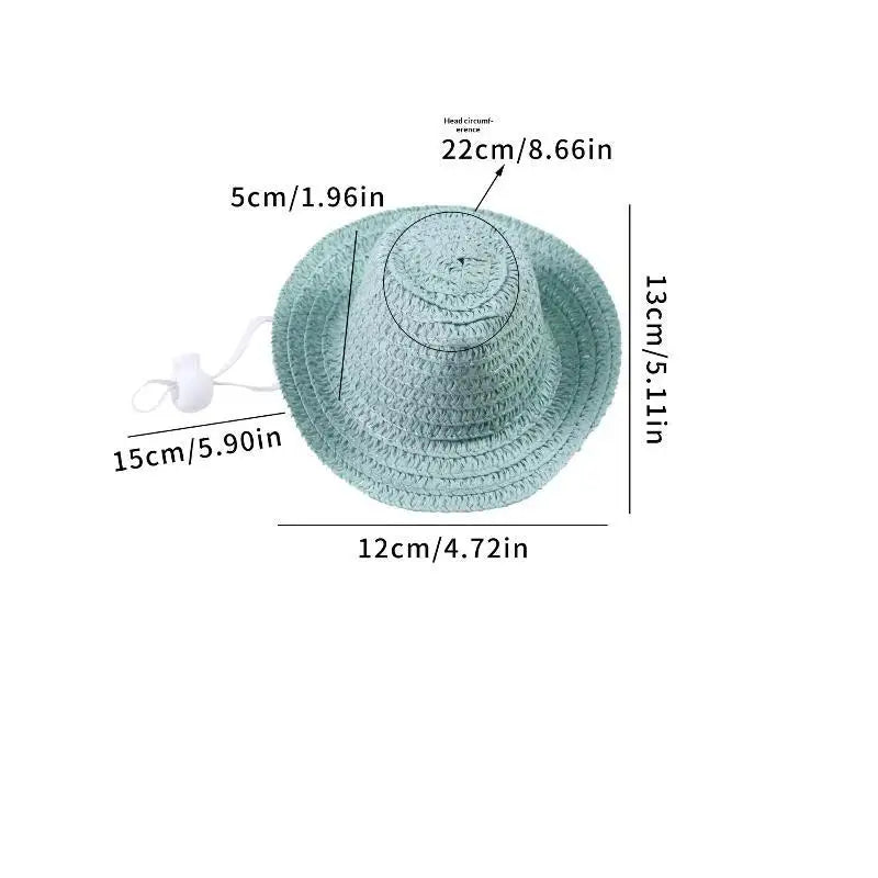 Mini Straw Pet Sun Hat for Cats & Dogs – UV Protection Cap