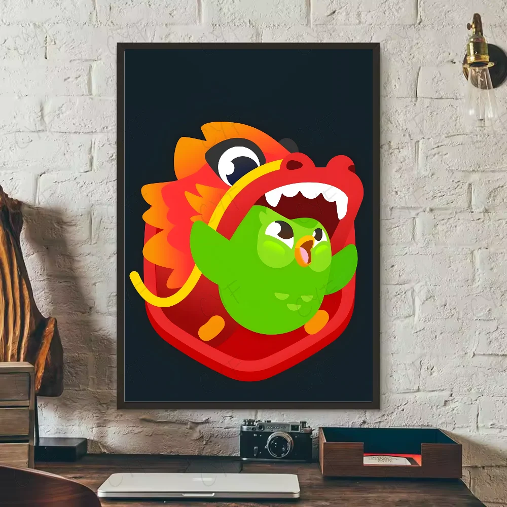 Duolingo Owl Duo 2 Poster HD art sticky wall waterproof home living room bedroom bar aesthetic decoration Peaceful Pleasures Health and Wellness z3 40X50cmNoframe