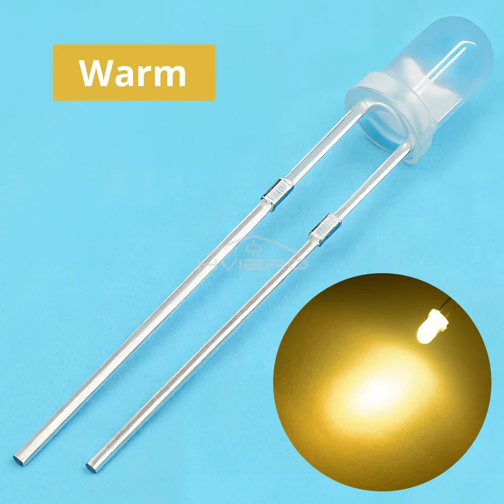 100PCS 3mm Diffused LED Diode Bulbs – 6 Colors | DIY & Decor