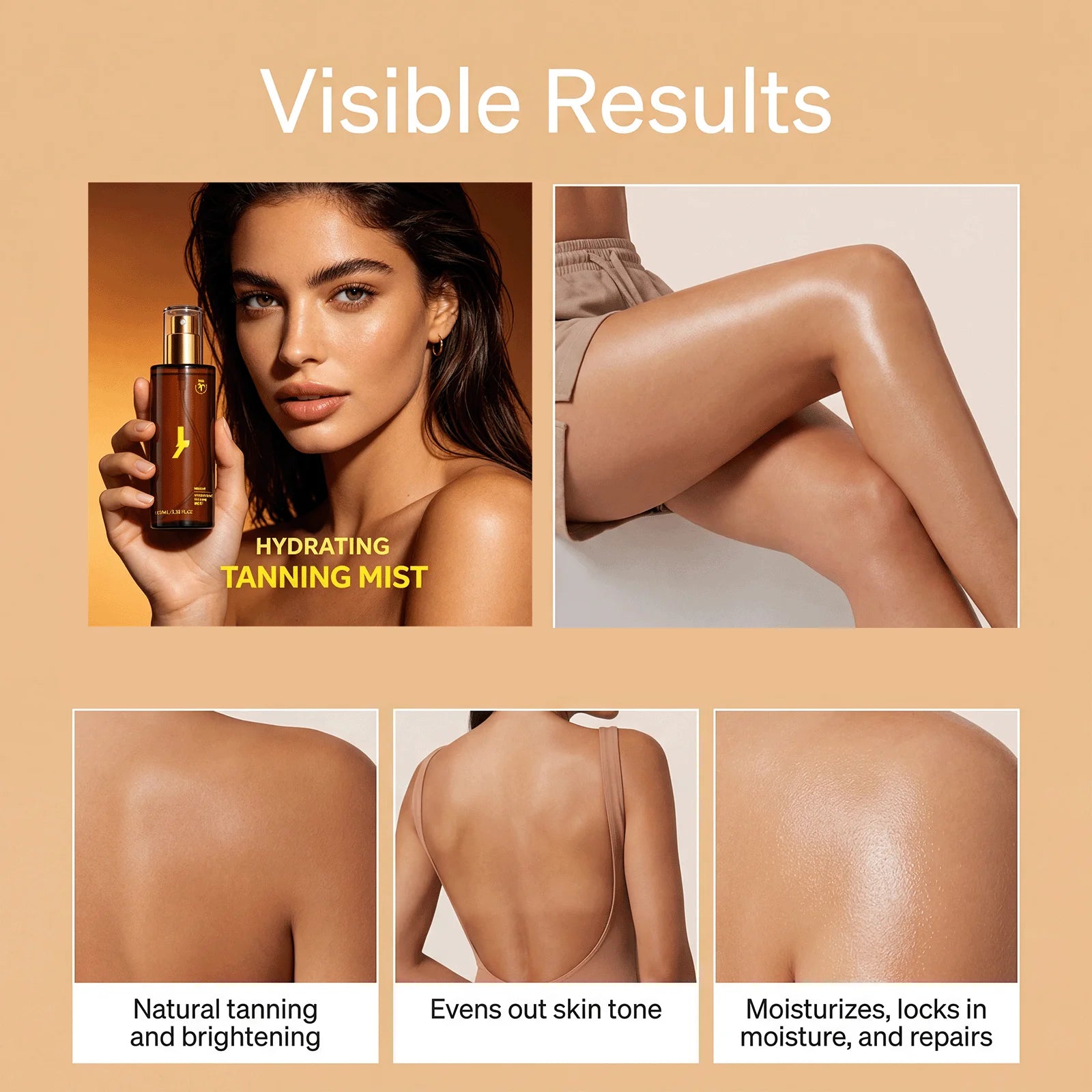 Body Self Tanning Essence Spray Quick Natural Tanning Moisturizing Sunless Promote Body Face Bronze Wheat Skin Self Tanner Spray Peaceful Pleasures Health and Wellness