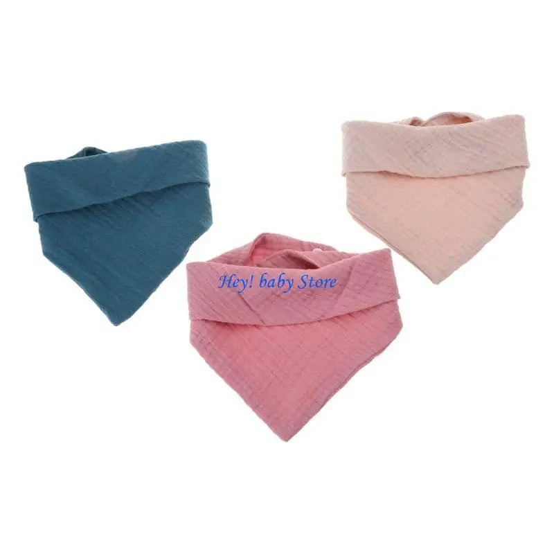 Baby Muslin Drool Bibs 3-Pack | Soft Absorbent Cotton Teething