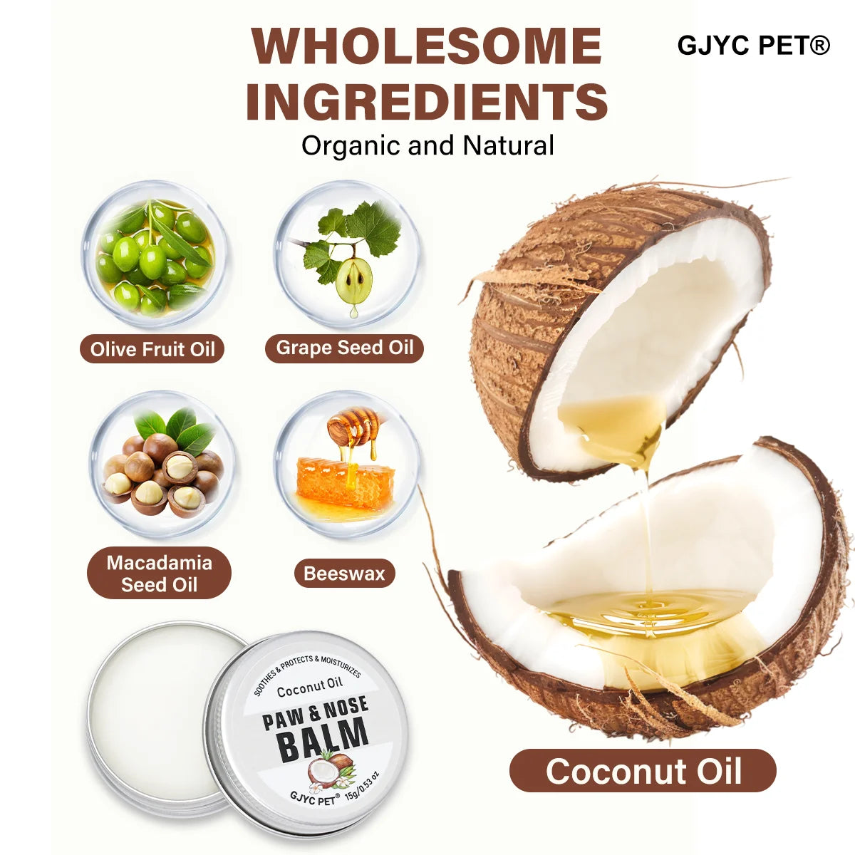 Coconut Scent Dog Nose And Paw Balm | Natural Pet Paw Cream For Cats Dogs | Paw Protector Moisturizer Cracked Feet Repair Peaceful Pleasures Health and Wellness