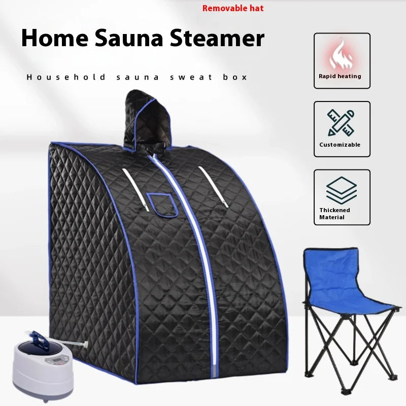 Steam Sauna Home Portable Sauna Spa 2L 1000W STEAM BATH Slimming Household Sauna Box Ease Stainless steel pipe support Peaceful Pleasures Health and Wellness