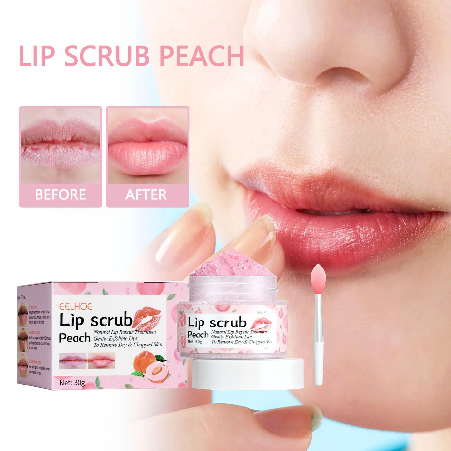 Peach Lip Scrub – Exfoliating, Moisturizing & Dark Lip Care 30g