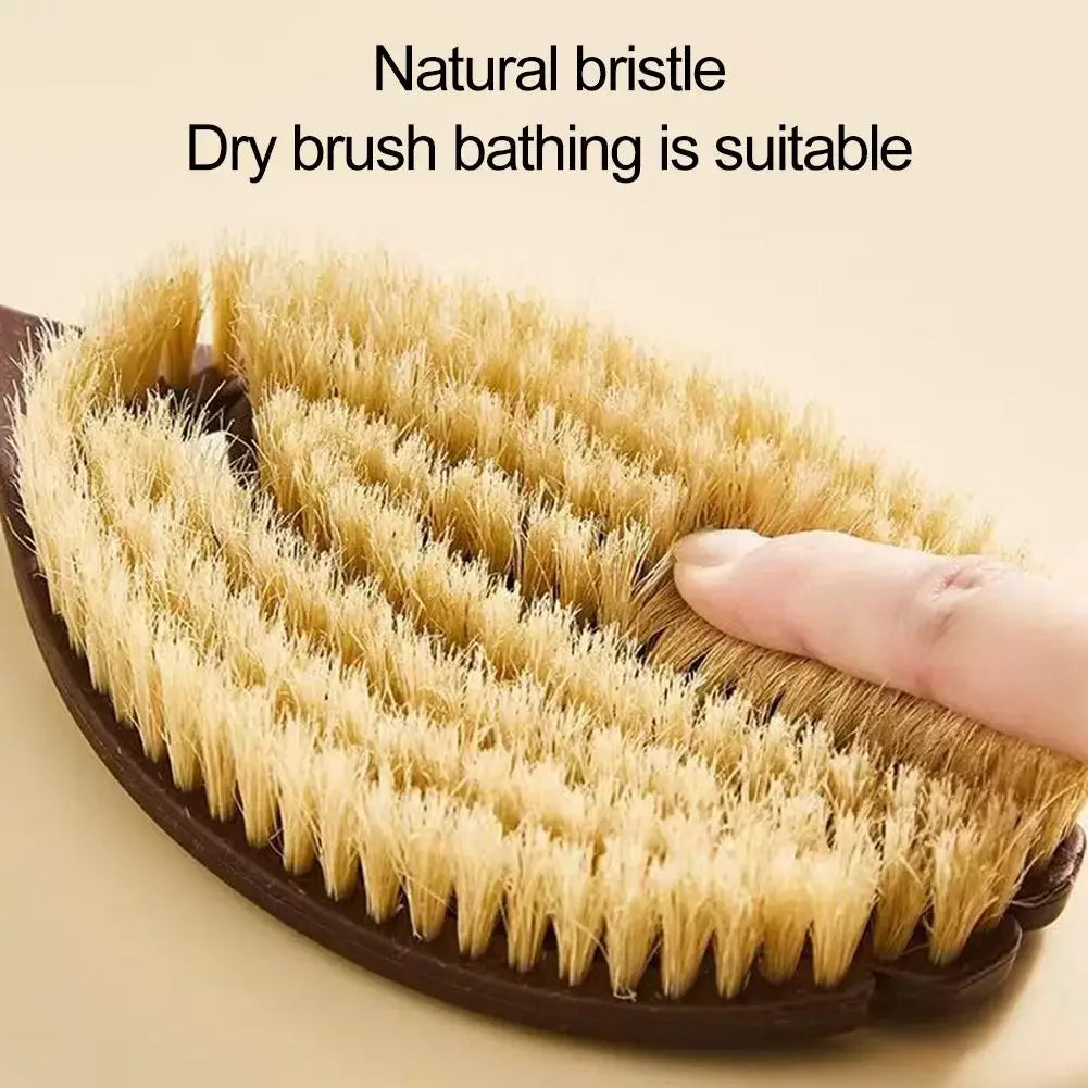Natural Coconut Bristle Body Brush – Long Handle Back Scrubber