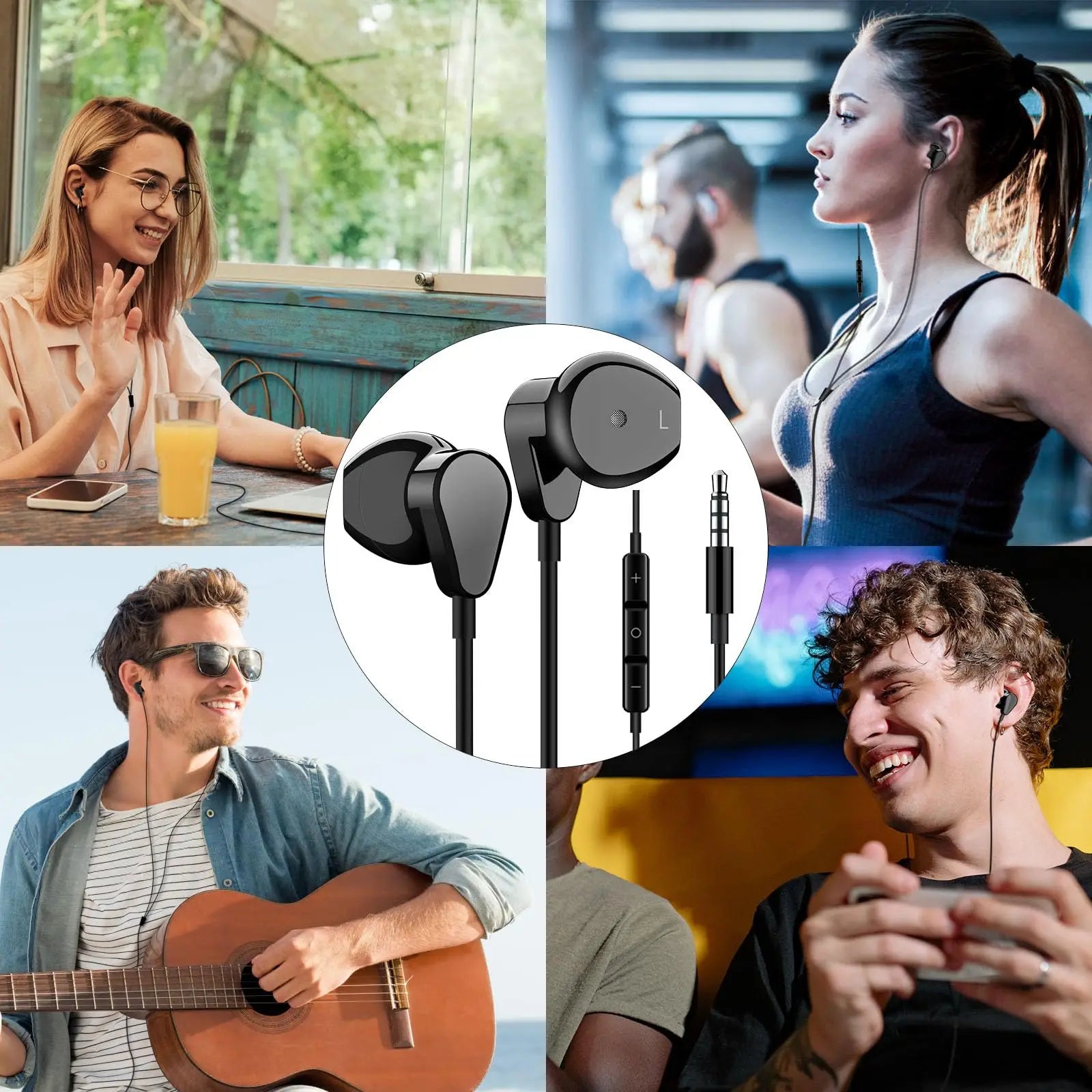 1pc Classic Flat Head Wired Gaming & Music Earphones, With Microphone & In-Line Control, 3.5mm Jack, Ergonomic Design Peaceful Pleasures Health and Wellness