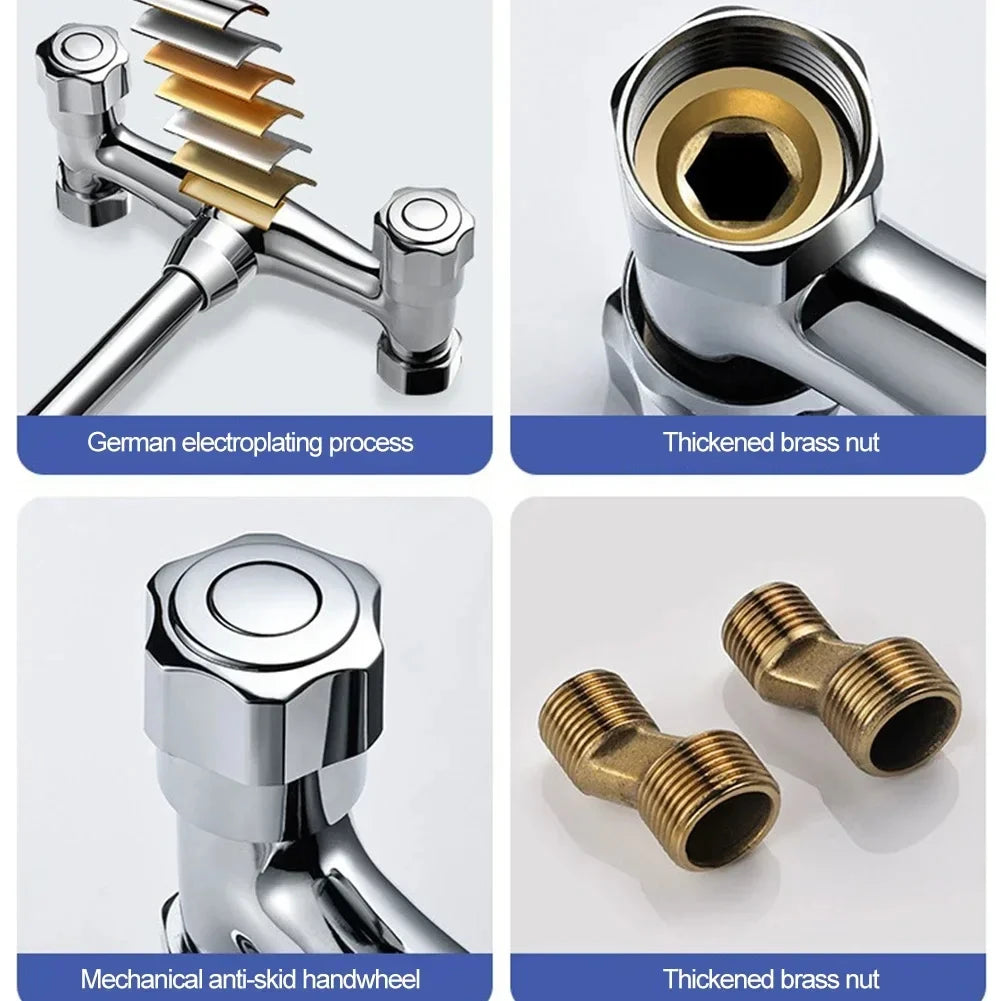 Wall Mount Kitchen Faucet | 360° Swivel Hot & Cold Brass