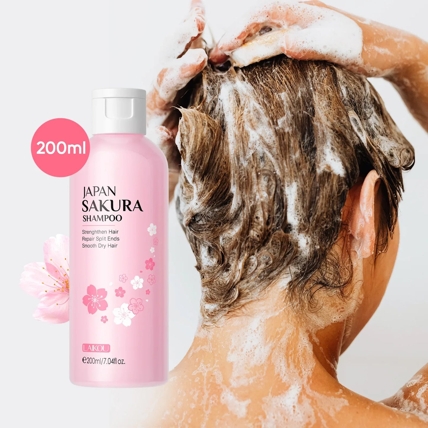 LAIKOU Sakura Shampoo And Hair Conditioner Cherry Blossom Nourishing Repair Dry Hair Smooth Anti Frizz Moisturizing Hair Care Peaceful Pleasures Health and Wellness