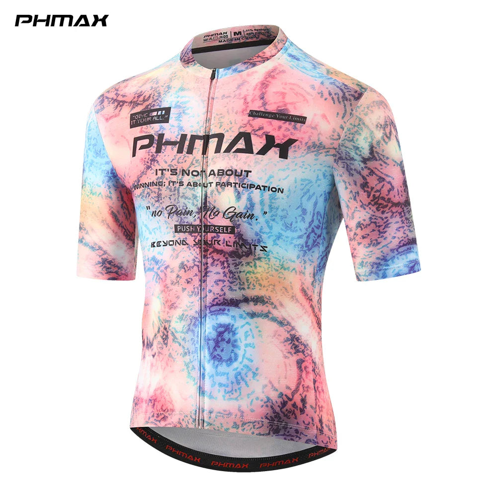 PHMAX Men's Short Sleeve Cycling Jersey – Quick Dry, 3 Pockets