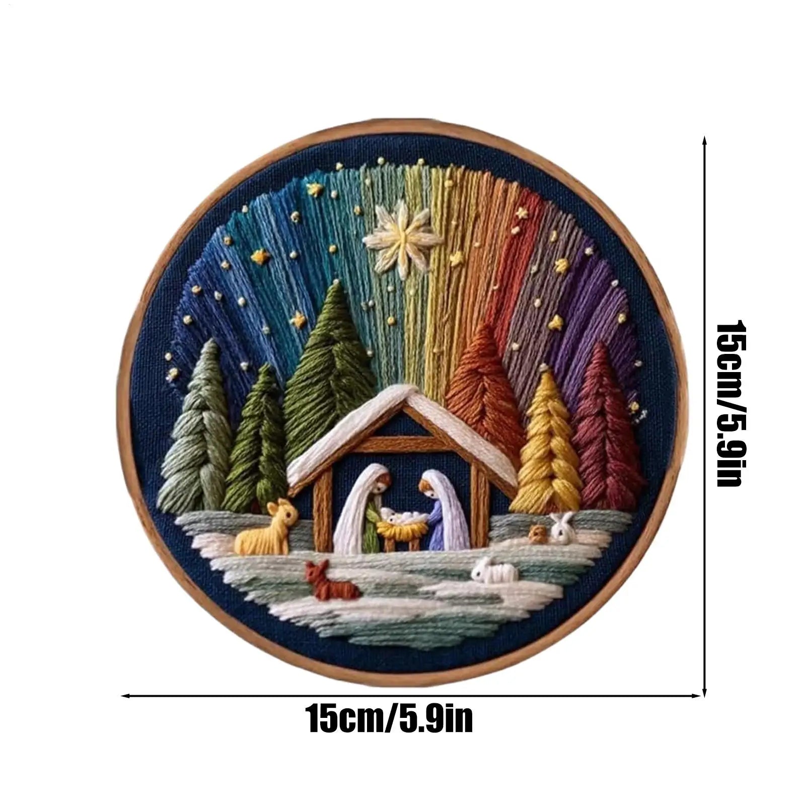 Christmas Embroidery Kit Christmas Nativity Scene Needlework Stamped Embroidery Beginners Kit For Women Girls Festival Halloween Peaceful Pleasures Health and Wellness