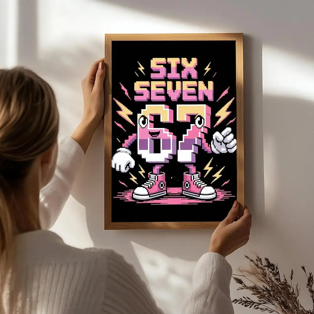 Cool 67 six seven Poster HD Self Adhesive Waterproof Wall Art Ideal for Home Office Dorm Bedroom Great Gift Peaceful Pleasures Health and Wellness White10 30X40cmNoframe
