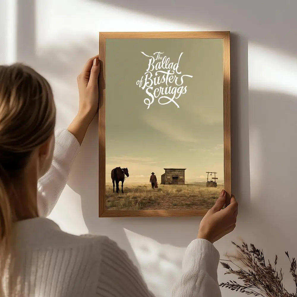Movie T-The Ballad of Buster Scruggs Poster HD Self Adhesive Waterproof Wall Art Ideal for Home Office Dorm Bedroom Great Gift Peaceful Pleasures Health and Wellness White7 50X70cmNoframe