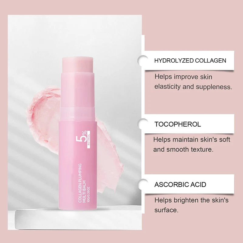 PDRN Pink Collagen Moisturizing Stick Hydrating Dry Skin Smoothing Balm For Skin Care Daily Moisturizing Multi-effect Balm 10g Peaceful Pleasures Health and Wellness