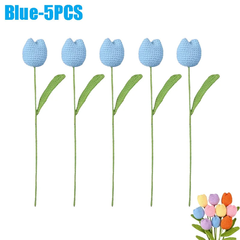 Handmade Crochet Tulip Single Stem Knitted Flower – Home Decor