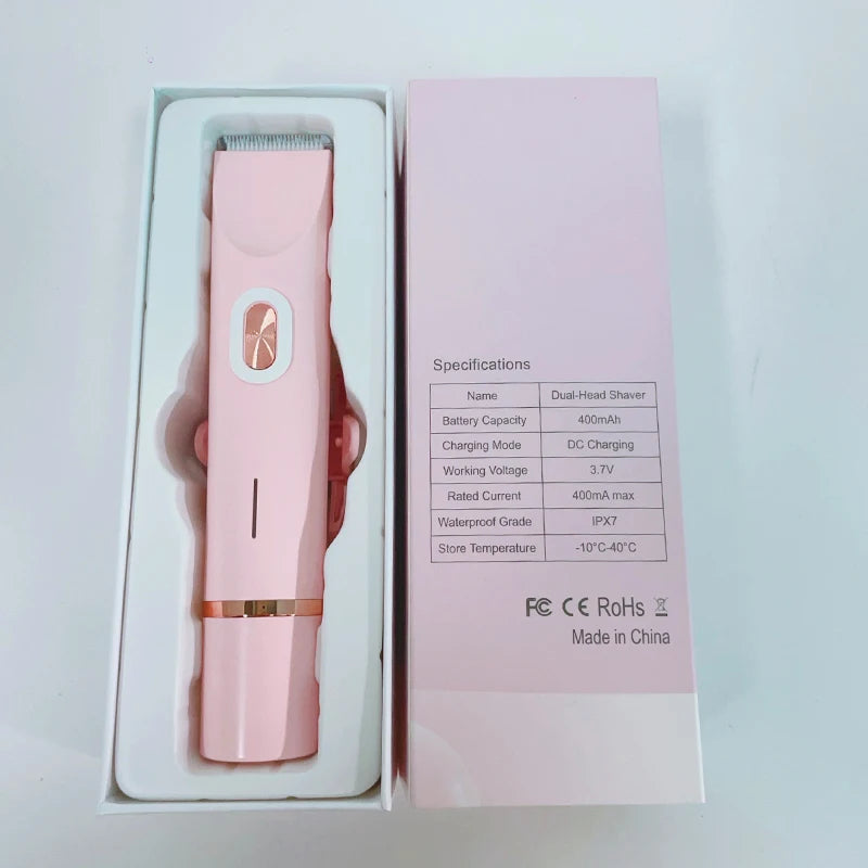 Waterproof and painless dual-function female electric shaving kit for hair removal - women's body hair trimmer Peaceful Pleasures Health and Wellness Pink