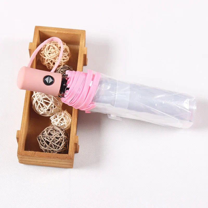 Foldable Transparent Umbrella – Auto Open, Wind-Resistant 3-Fold