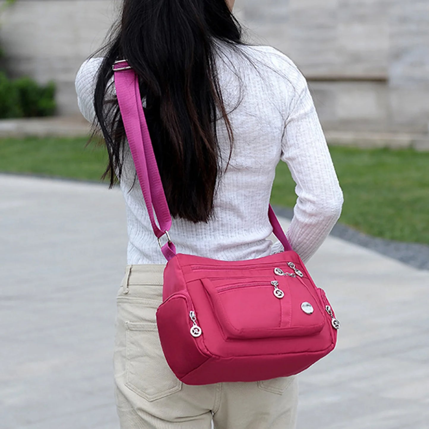 Women's Multi-Layer Shoulder Bag Large-capacity Shoulder Mobile Phone Bag for Shopping Dating Quick Out Peaceful Pleasures Health and Wellness