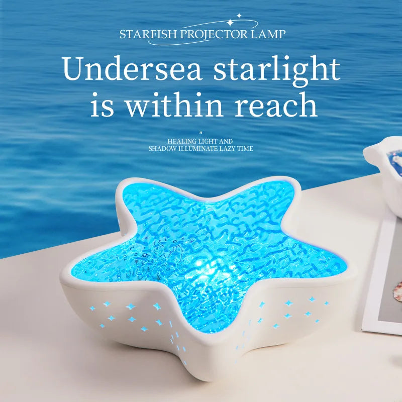 Starfish Projection Lamp | Ocean Wave Night Light Gift Projection Night Light Peaceful Pleasures Health and Wellness