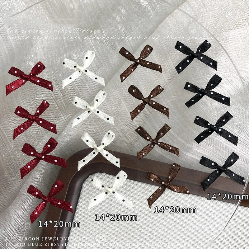 20Pcs Wave Dot Fabric Bowknot Bow Tie Charm Nail Art Jewelry Nail Ornament DIY Fairyism Nail Parts Accessories False Nails Decor Peaceful Pleasures Health and Wellness