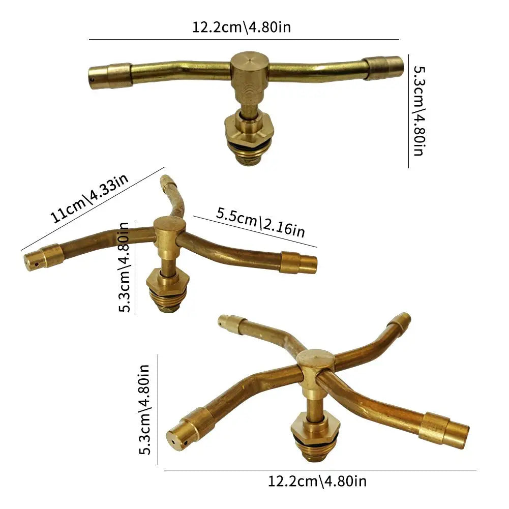 360° Rotating Brass Nozzle 2/3/4 Arms Rotating Sprinkler Head Garden Lawn Irrigation Watering Nozzle For Agriculture Horticultur Peaceful Pleasures Health and Wellness