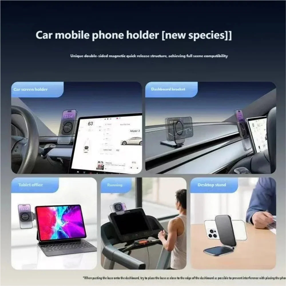Dual Magnetic Phone Stand – Foldable Car Phone Holder