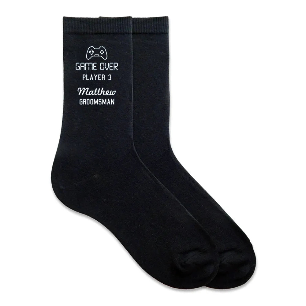 Custom Game Over Wedding Socks | Groom & Groomsmen Gift Custom Wedding Socks Peaceful Pleasures Health and Wellness