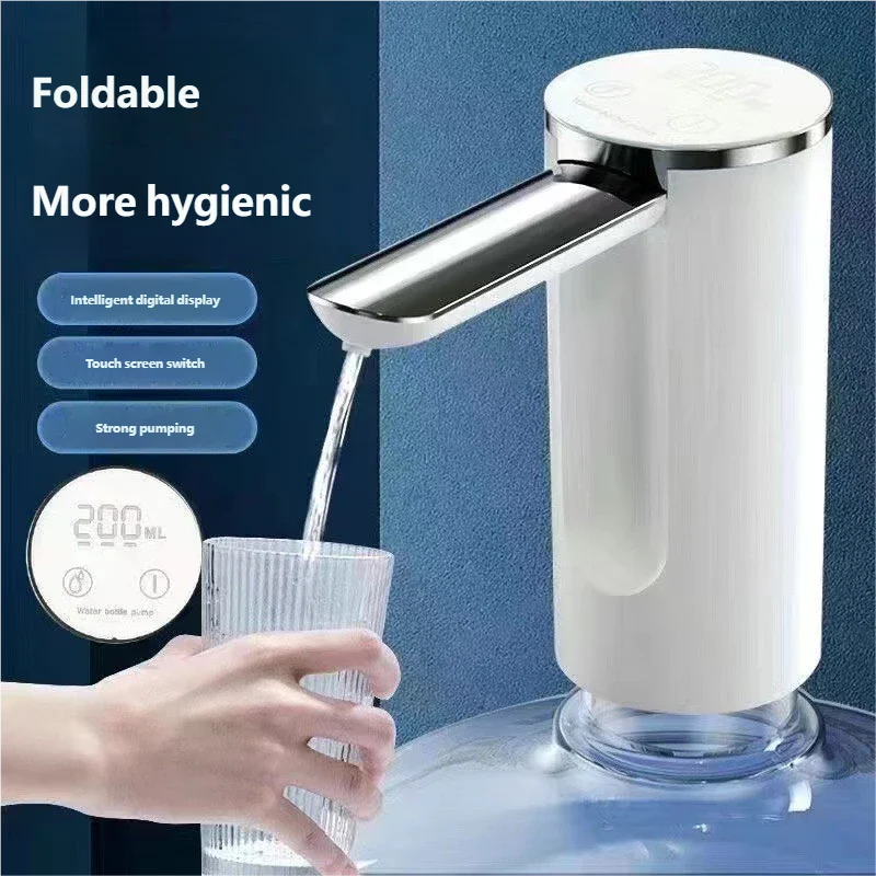 HOMEFISH Electric Water Bottle Pump 1200mAh Type C Rechargeable with LED Display Automatic Touch Button 3 Quantitative Settings Peaceful Pleasures Health and Wellness