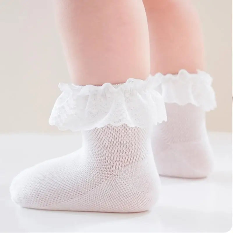 Baby Lace Trim Cotton Socks | Unisex 6-Pack, Ages 3–6