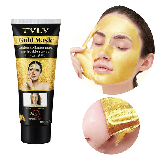 TVLV Gold Collagen Peel Mask – Brighten & Moisturize Skin Gold Collagen Face Mask Peaceful Pleasures Health and Wellness